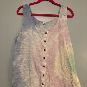 Pale tye dye button down tank